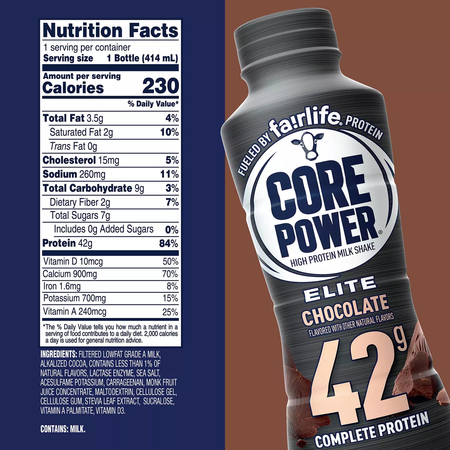 Fairlife Core Power Elite 42g Protein Shake, Chocolate, 14 fl. oz, 10 pack