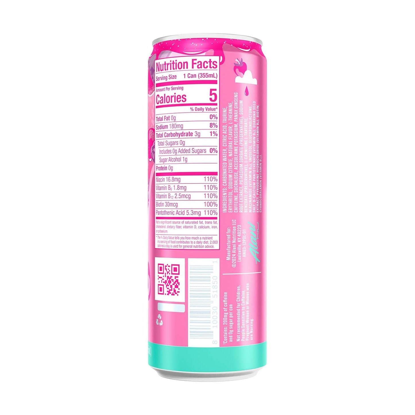 Pink Slush Alani Energy Drink – Sugar Free (12 Pack) | 200mg Caffeine | Paris Hilton x Alani Nu | Biotin & B Vitamins