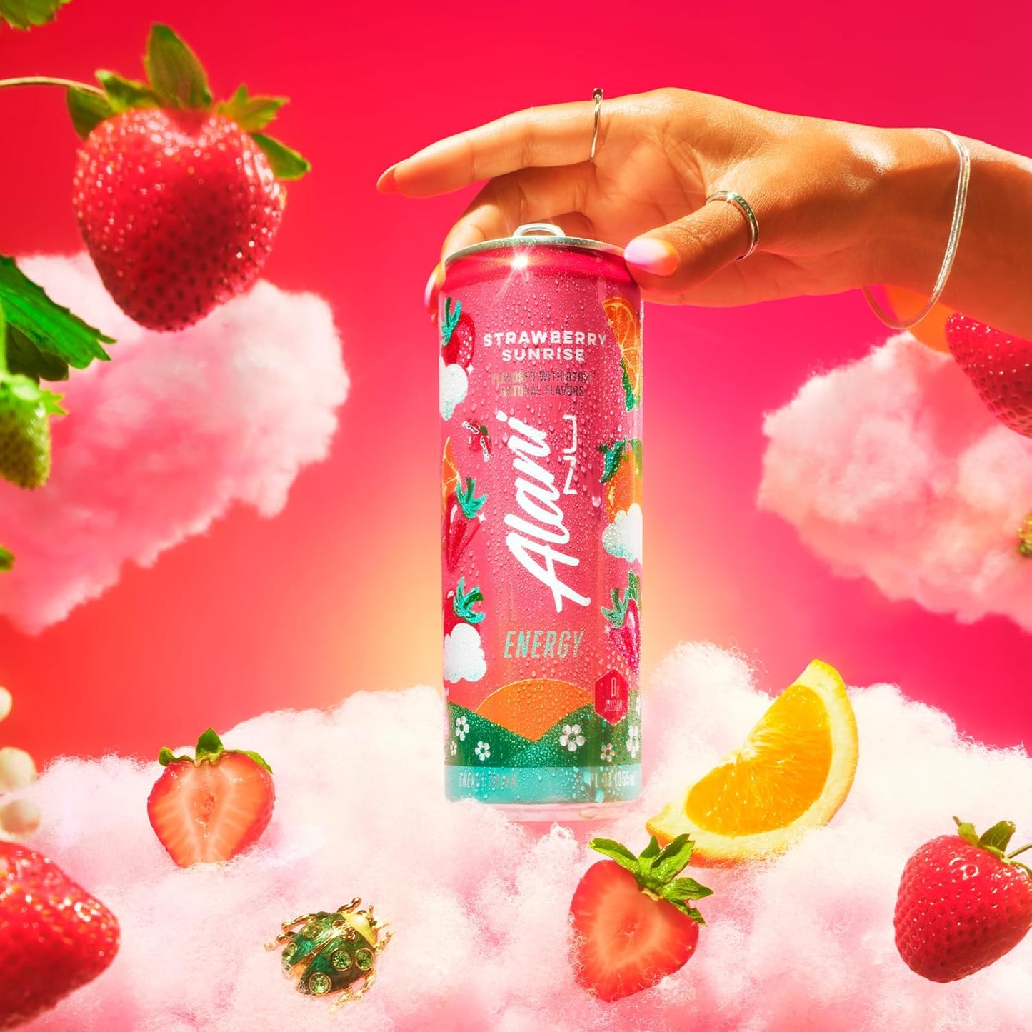 Alani Nu STRAWBERRY SUNRISE Sugar Free, Low Calorie Energy Drinks, 12 Fl Oz Cans, 24 Pack