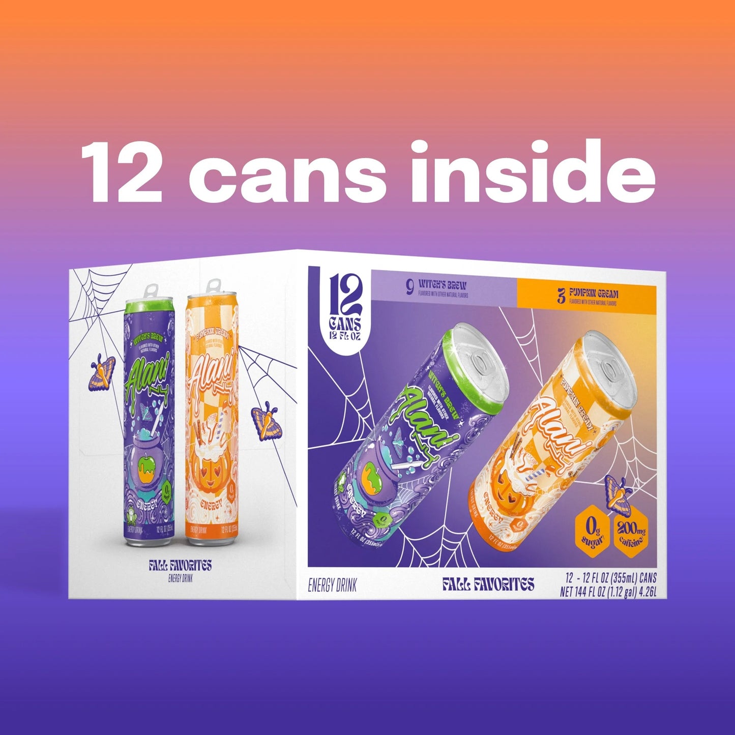 Alani Nu Witch's Brew & Pumpkin Cream Variety Pack (12 Pack) 12 FL OZ Cans