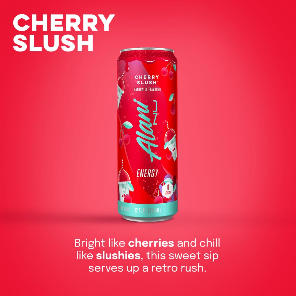 Alani Nu Cherry Slush Ice Sugar Free Energy Drink Pack of 12 | 12 Oz Cans