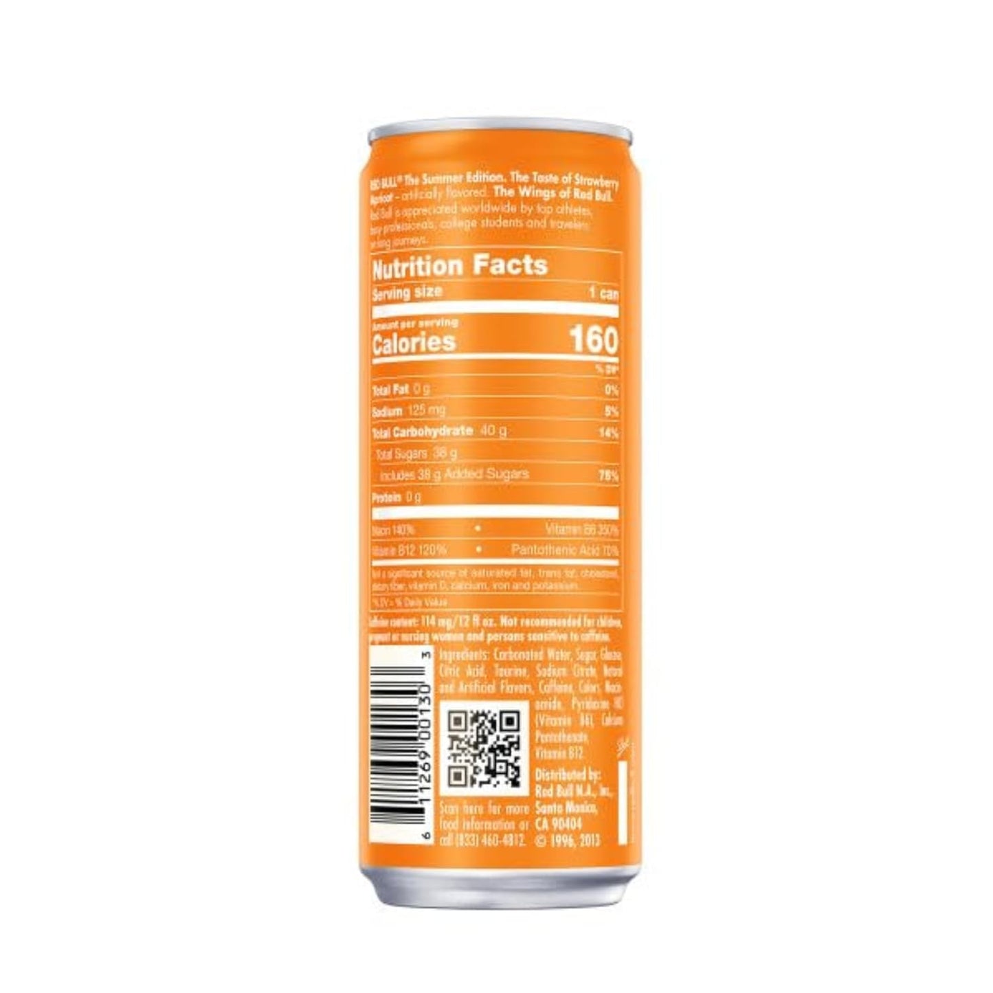 Red Bull Amber Edition Energy Drink, Strawberry Apricot, 114mg Caffeine, 12 fl oz, Pack of 12 Cans