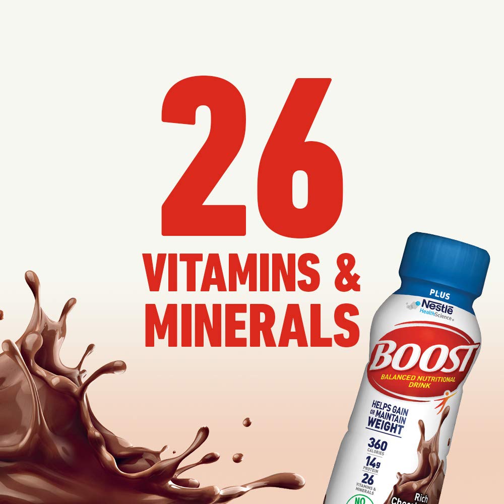 Boost Plus Complete Nutritional Drink, Rich Chocolate, 8 Fl Oz (Pack of 12)