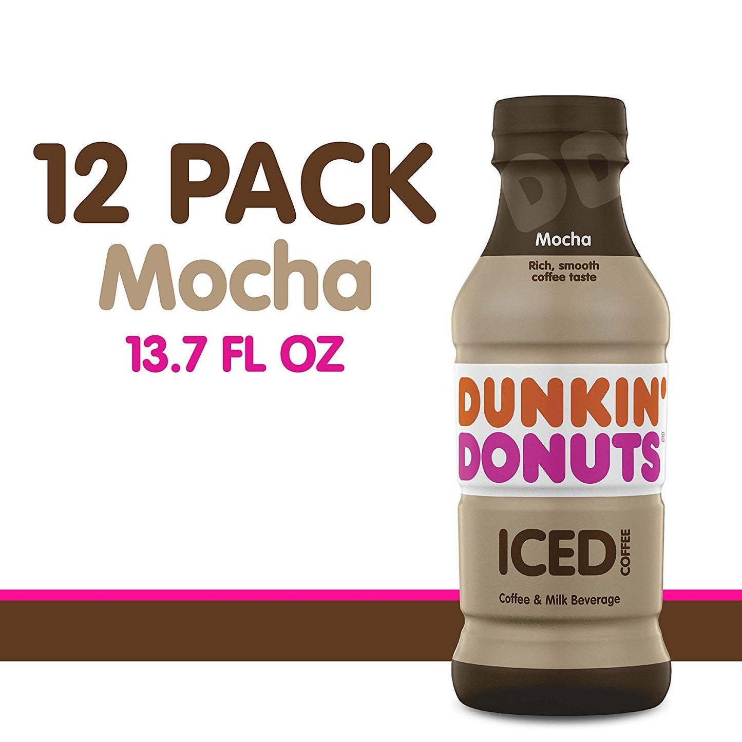 Dunkin Donuts Iced Coffee, Mocha, 13.7 Fluid Ounce (Pack of 12)