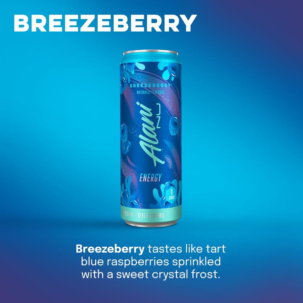 Alani Nu BREEZEBERRY Sugar Free 12 Pack Energy Drink 12 Fl Oz Cans