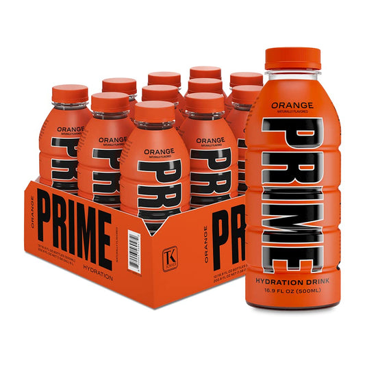 Prime Hydration Drink, Orange, 16.9 fl oz, Bottle pack of 12