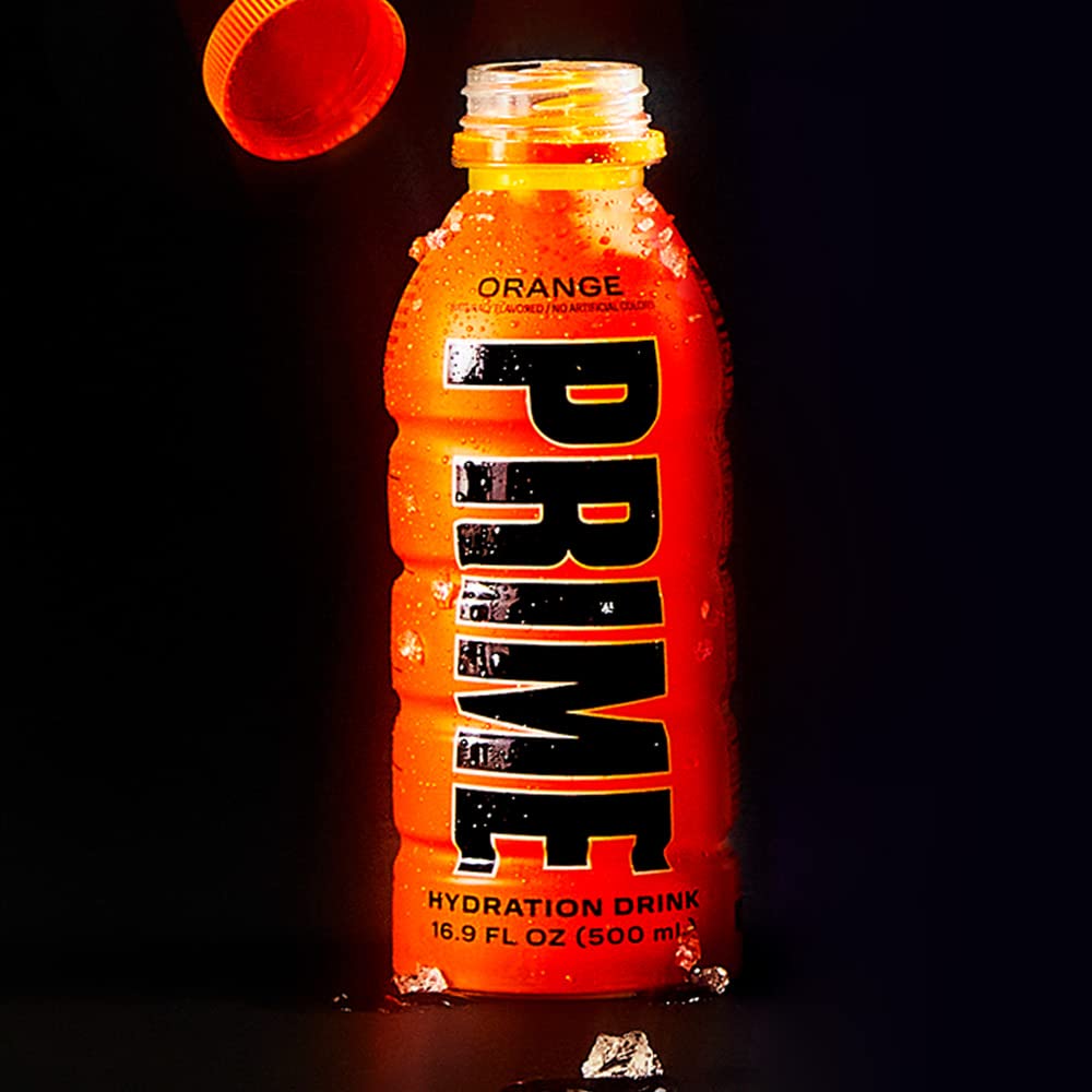 Prime Hydration Drink, Orange, 16.9 fl oz, Bottle pack of 12