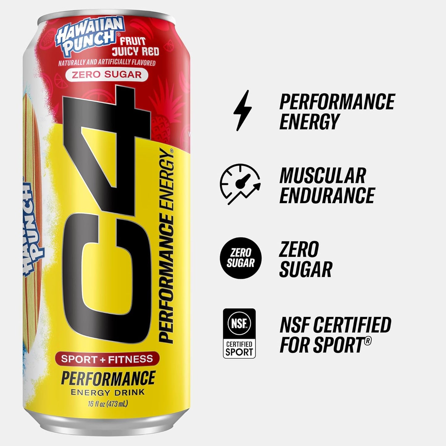 Cellucor C4 Performance Energy Drink | HAWAIIAN PUNCH | Preworkout | 16 Fl Oz (12 Pack)