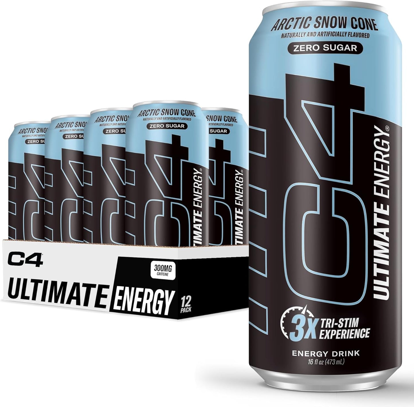 Cellucor C4 Performance Energy Drink |  Arctic Snow Cone | 16 Fl Oz (12 Pack)