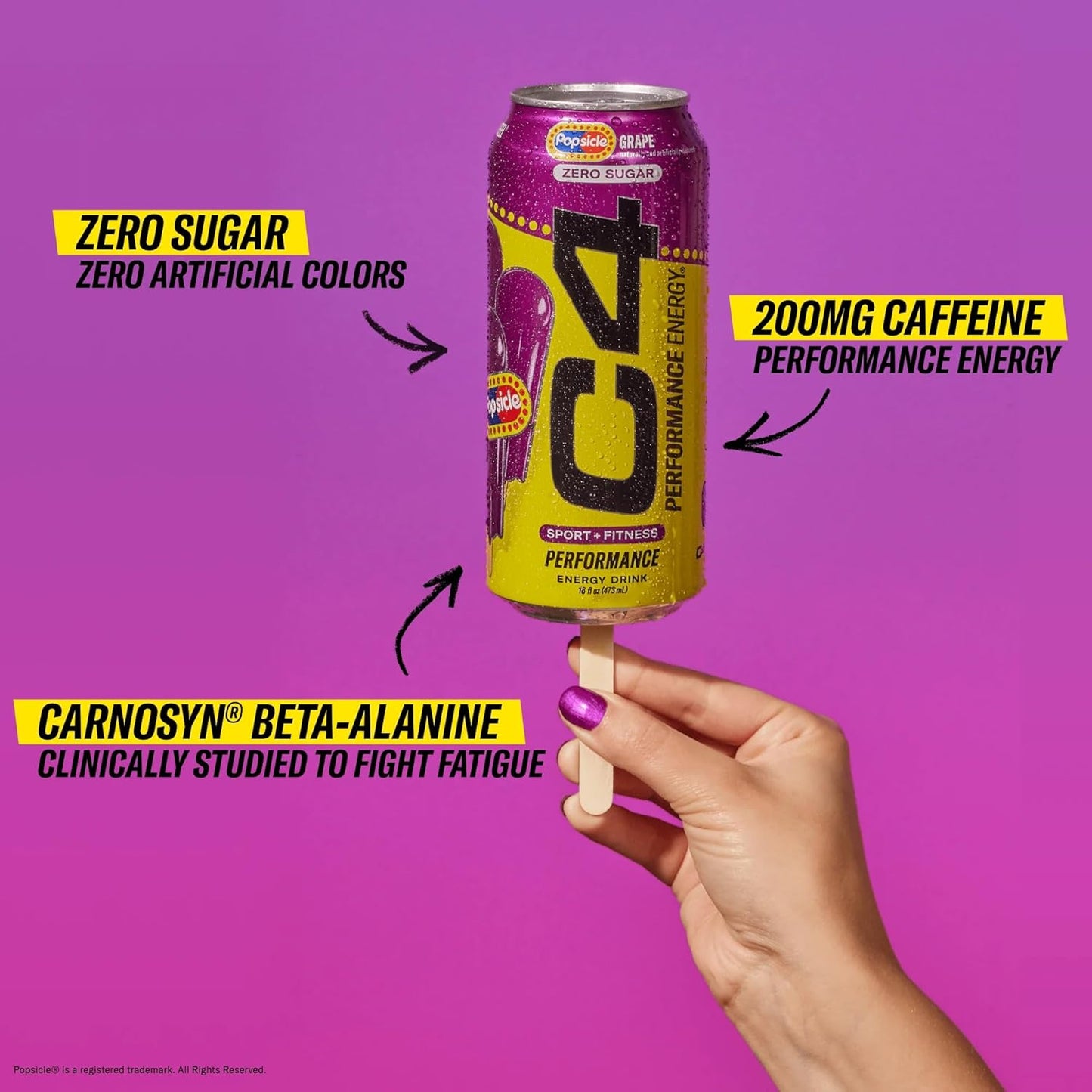 Cellucor C4 Energy Drink x | POPSICLE Cherry  | Pre Workout | 16 Fl Oz (12 Pack)