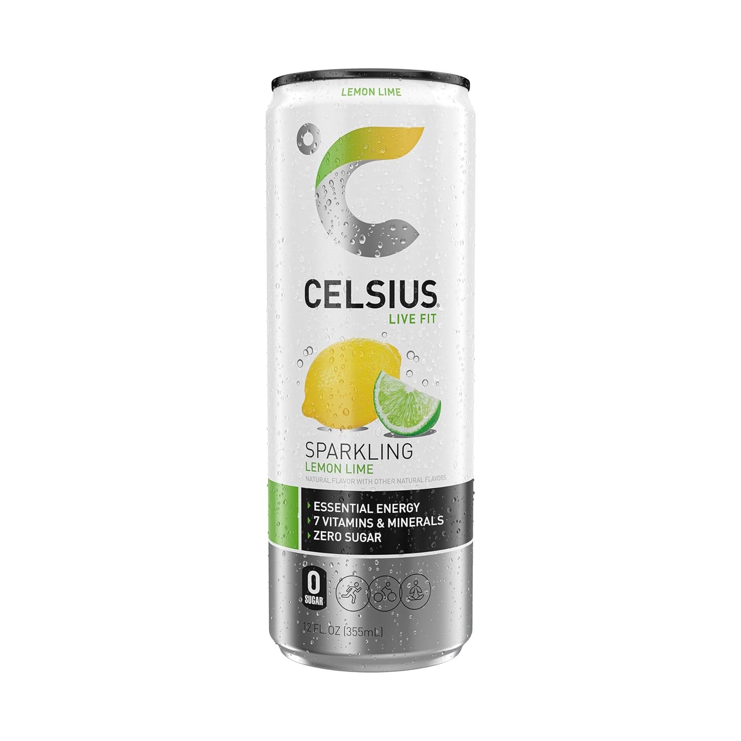 CELSIUS Sparkling Lemon Lime, Functional Essential Energy Drink, 12 Fl Oz (Pack of 12)