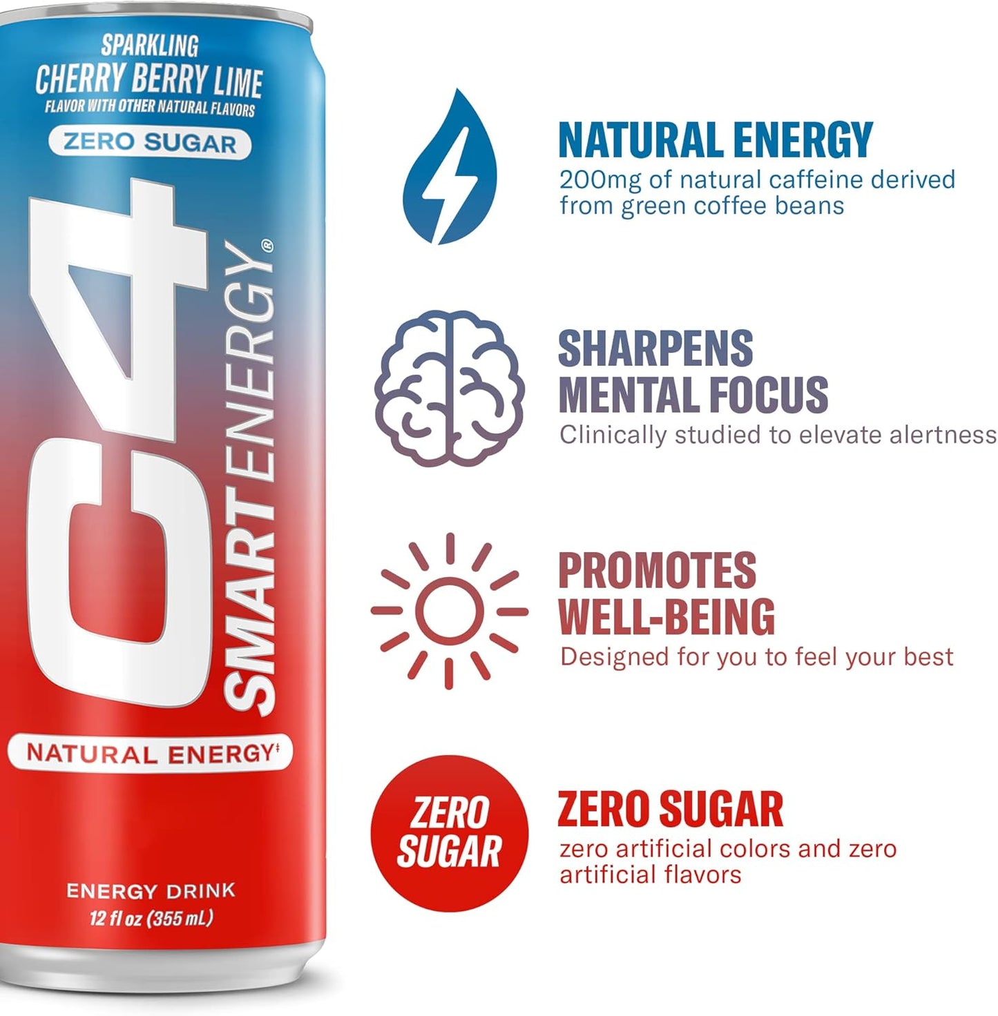 Cellucor C4 Performance Energy Drink | Cherry Berry Lime | 200mg Caffeine | 16 Fl Oz (12 Pack)