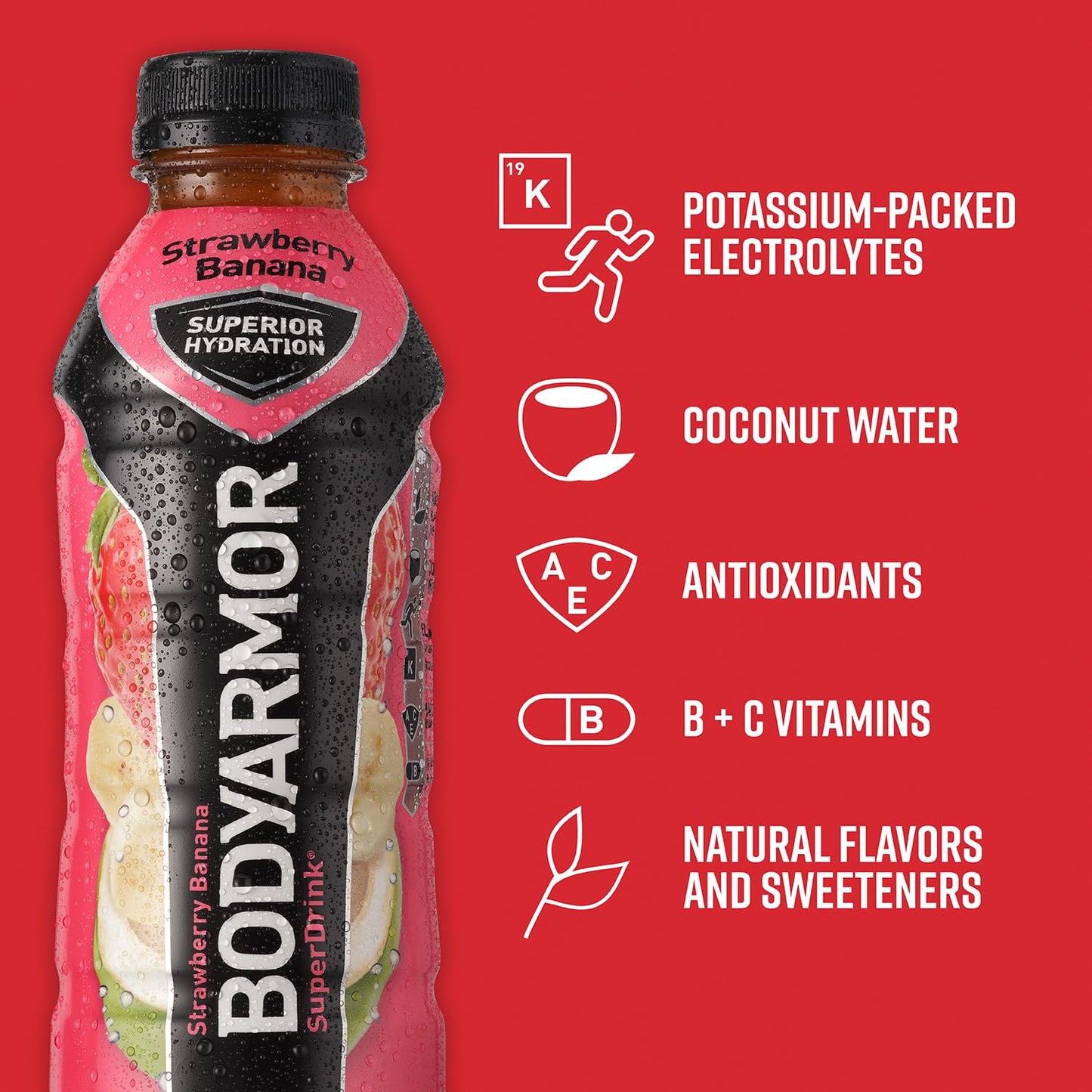 BODYARMOR Sports Drink - Strawberry Banana - 12 Pack - Electrolyte Hydration