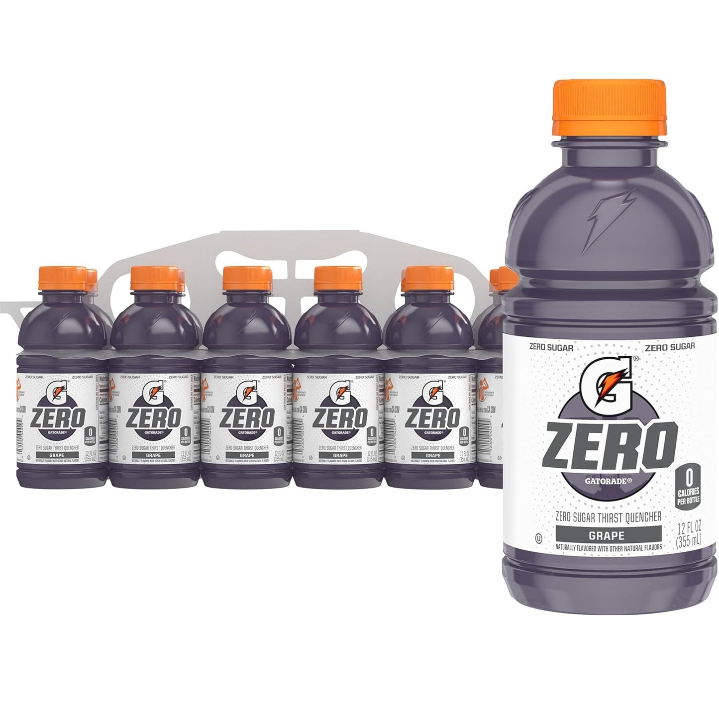 Gatorade Thirst Quencher Zero Sugar Sports Drink, Grape, 12oz Bottles, 12 Pack