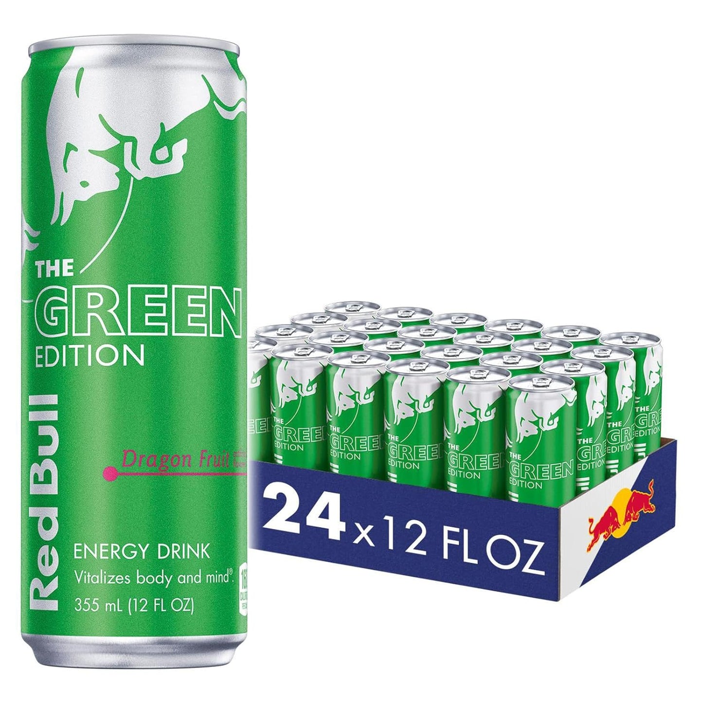 Red Bull Green Edition Energy Drink, Dragon Fruit, 114mg Caffeine, 12 fl oz Can Pack of 24 Cans