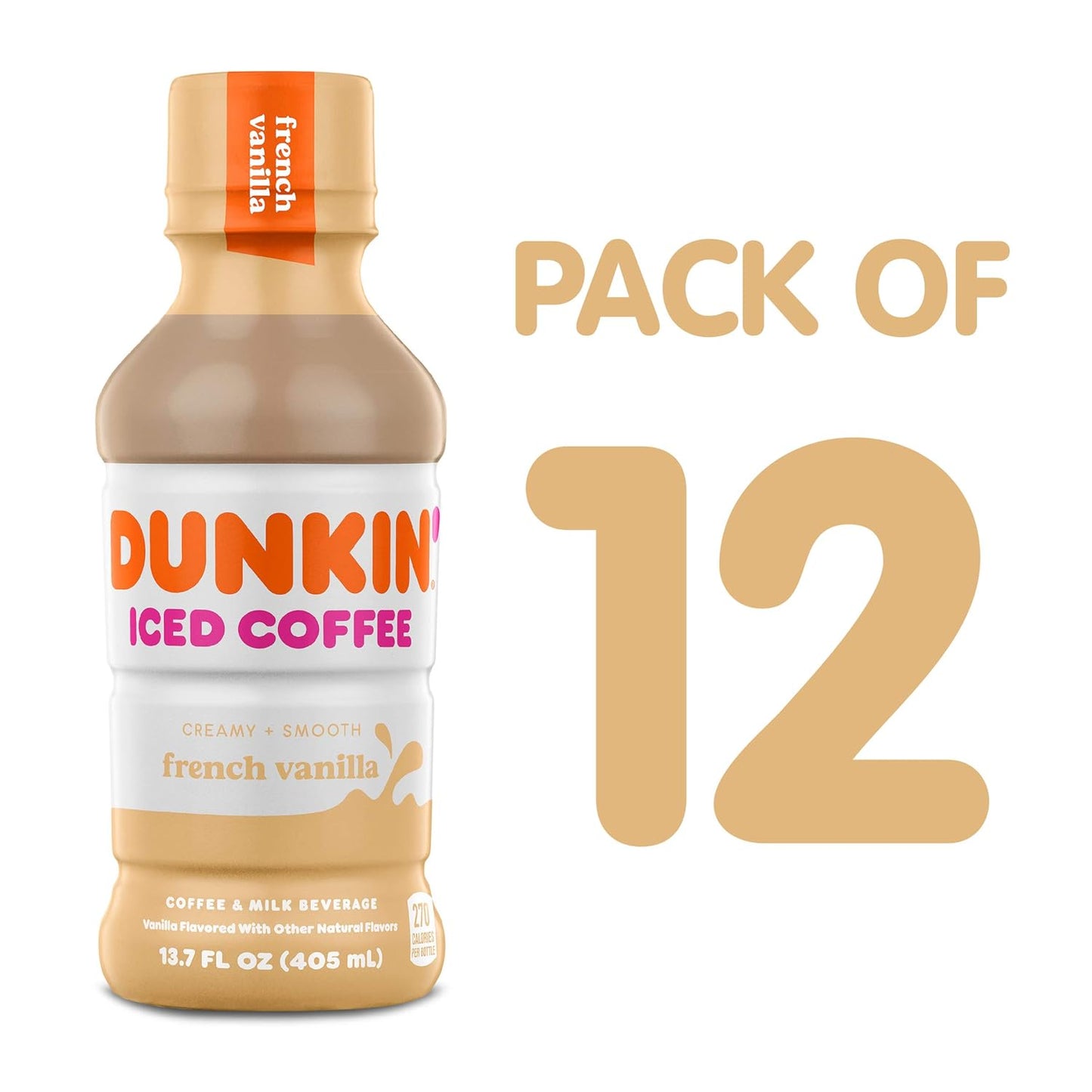 Dunkin Donuts Iced Coffee, French Vanilla, 13.7 Fluid Ounce (Pack of 12)