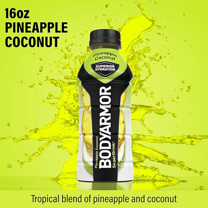 BODYARMOR Sports Drink – Pineapple Coconut, 16 Fl Oz (Pack of 12)