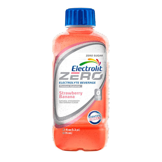 Electrolit Electrolyte Hydration & Recovery Drink, ZERO Strawberry Banana 21 oz Pack of 12