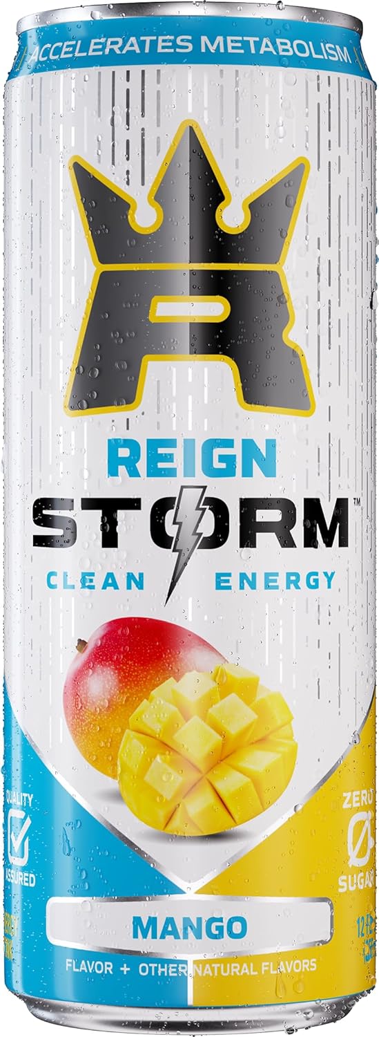 REIGN Storm, Mango, Fitness & Wellness Energy Drink, 12 Fl Oz (Pack of 12)