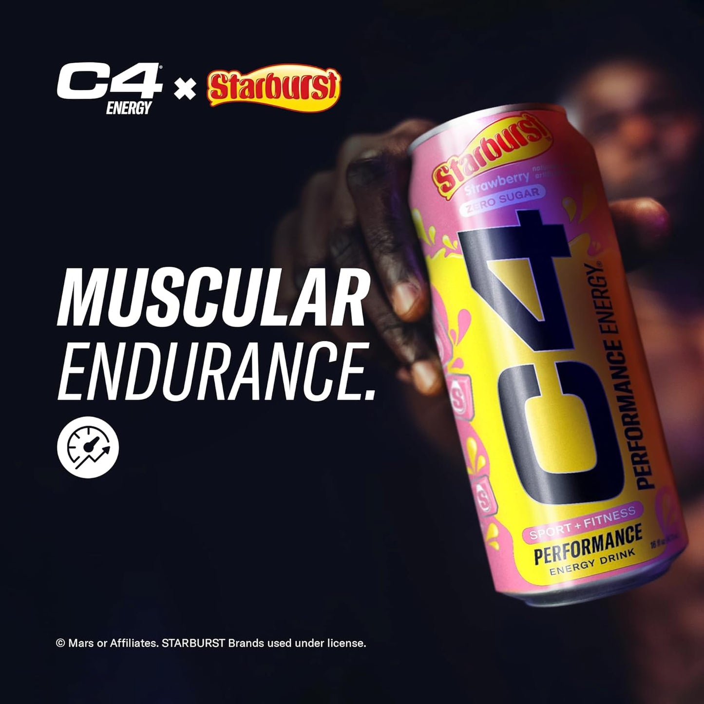 Cellucor C4 Performance Energy Drink | STARBURST Strawberry | Preworkout | 16 Fl Oz (12 Pack)