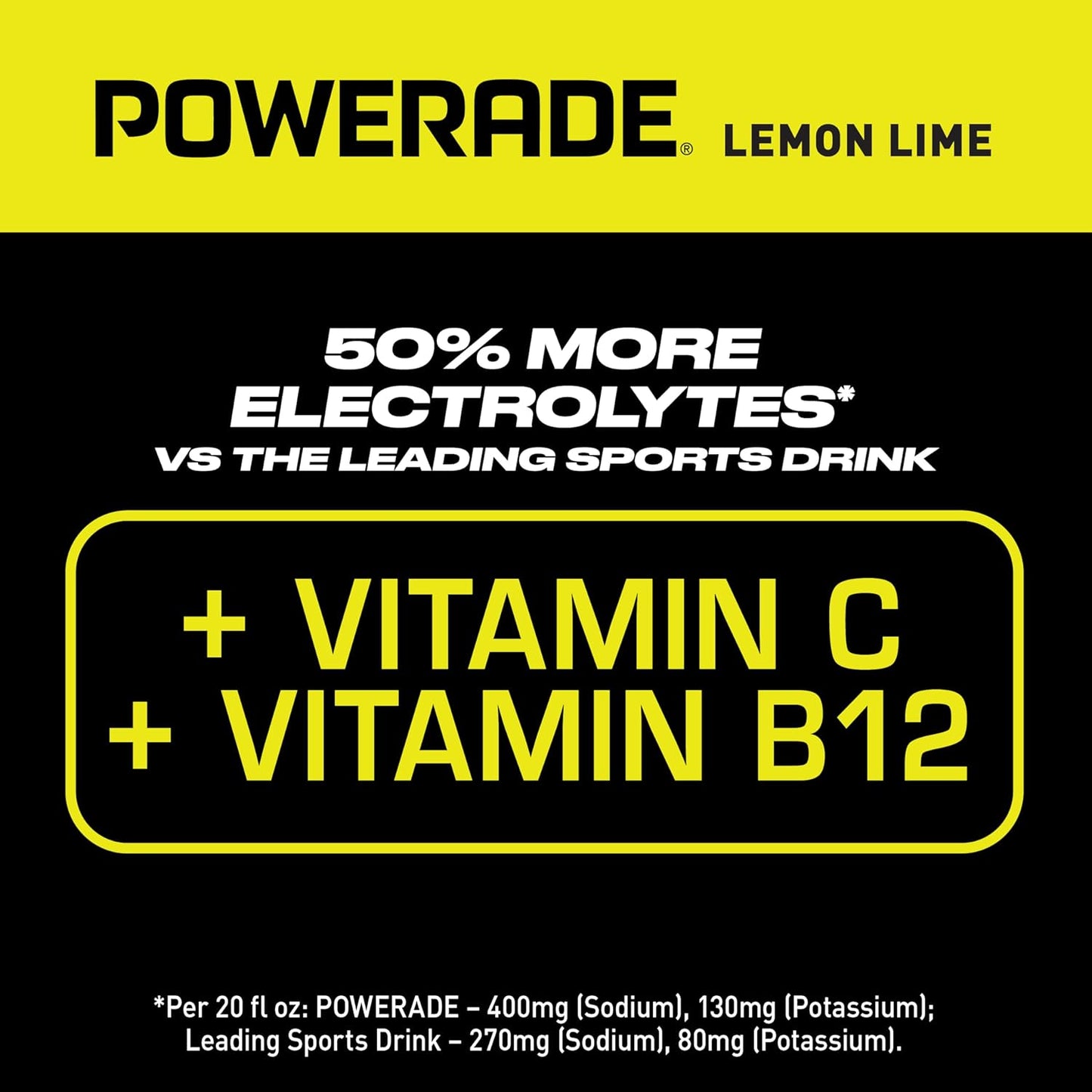 POWERADE Electrolyte Enhanced Lemon Lime Sport Drink, 20 fl oz, Bottle Pack of 24