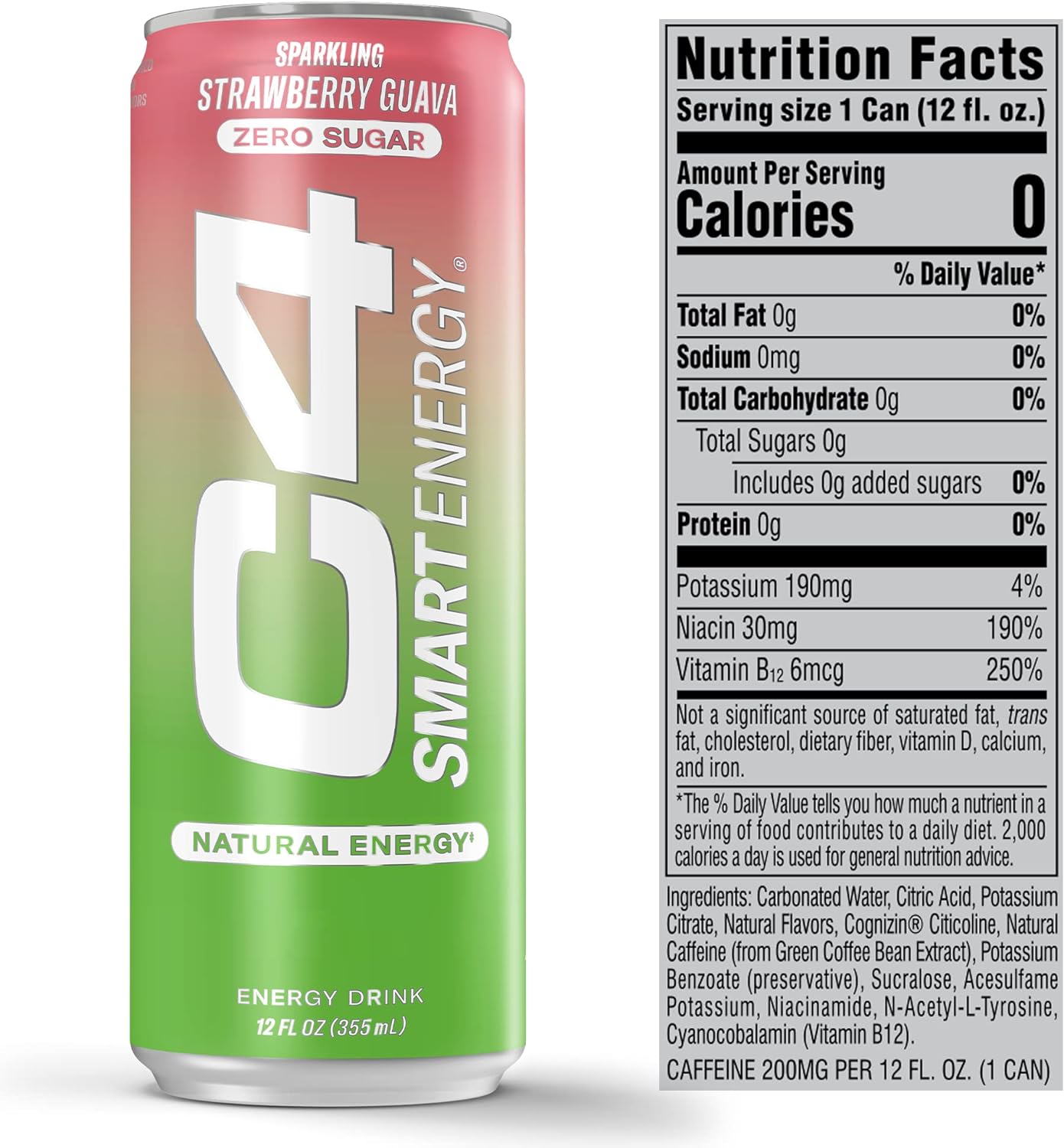 Cellucor C4 Performance Energy Drink | Strawberry Guava | 16 Fl Oz (12 Pack)