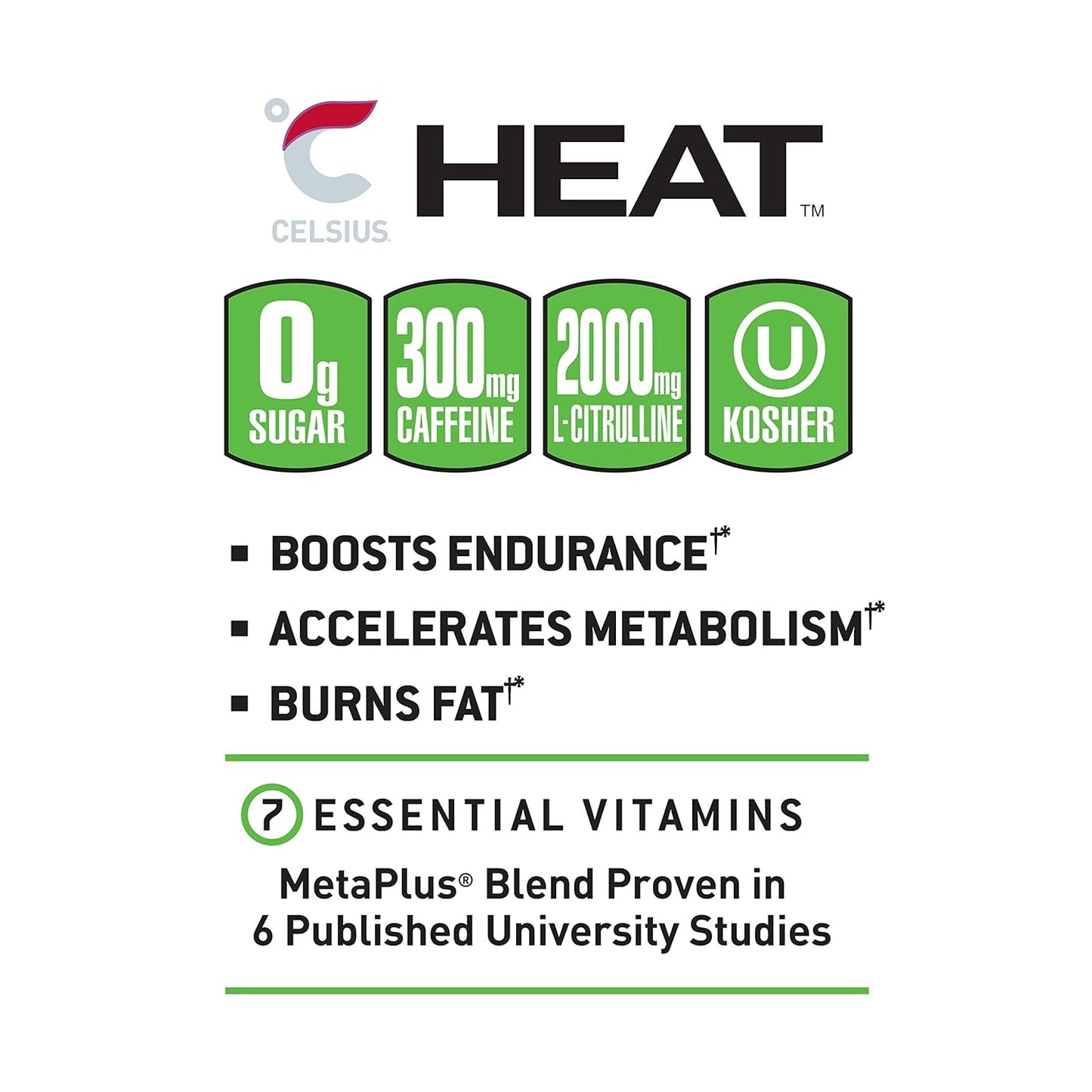 CELSIUS HEAT Performance Energy Drink, Cherry Lime, 16 Fl Oz (Pack of 12)