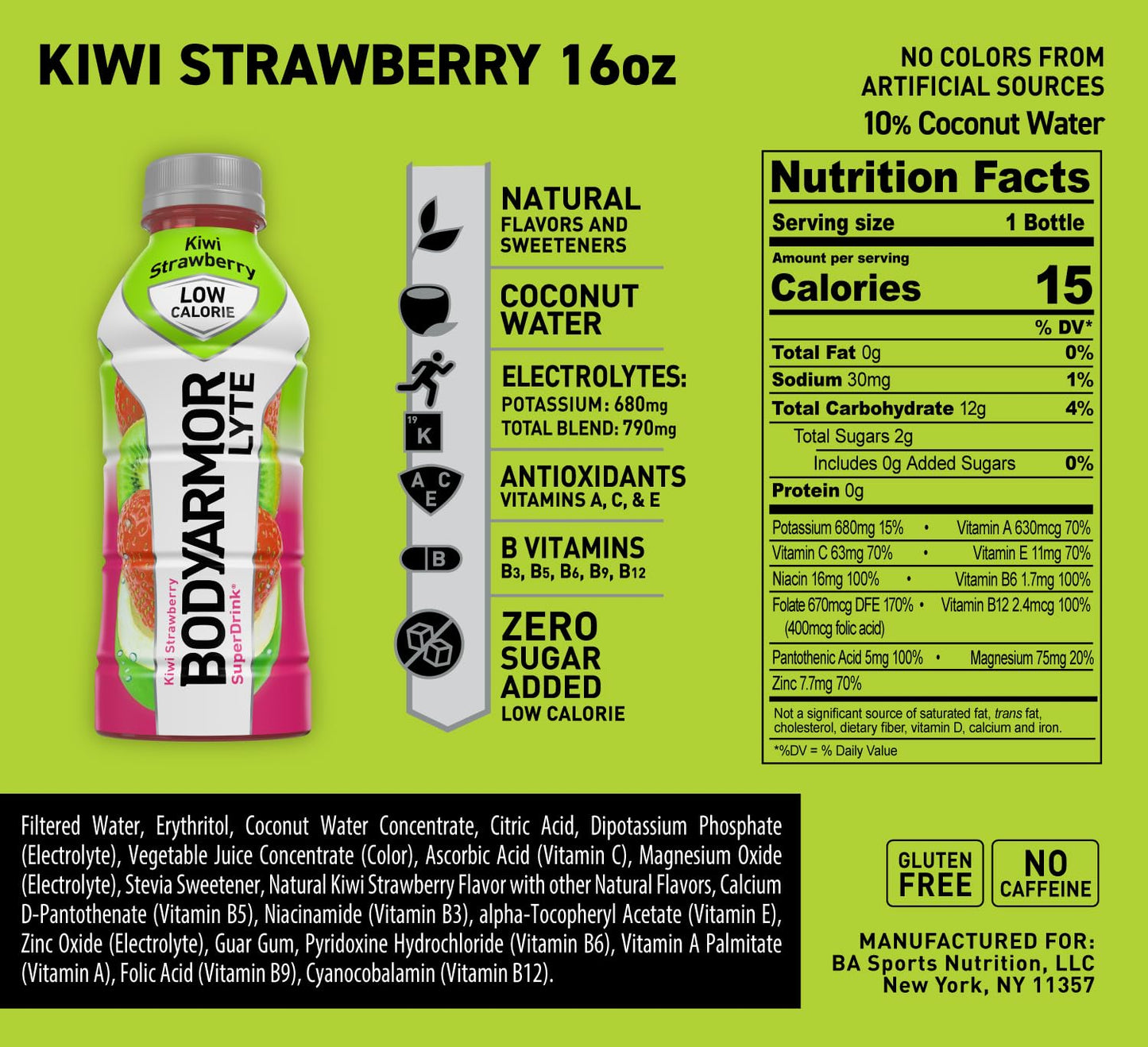 BODYARMOR LYTE Sports Drink - Kiwi Strawberry - 12 Pack