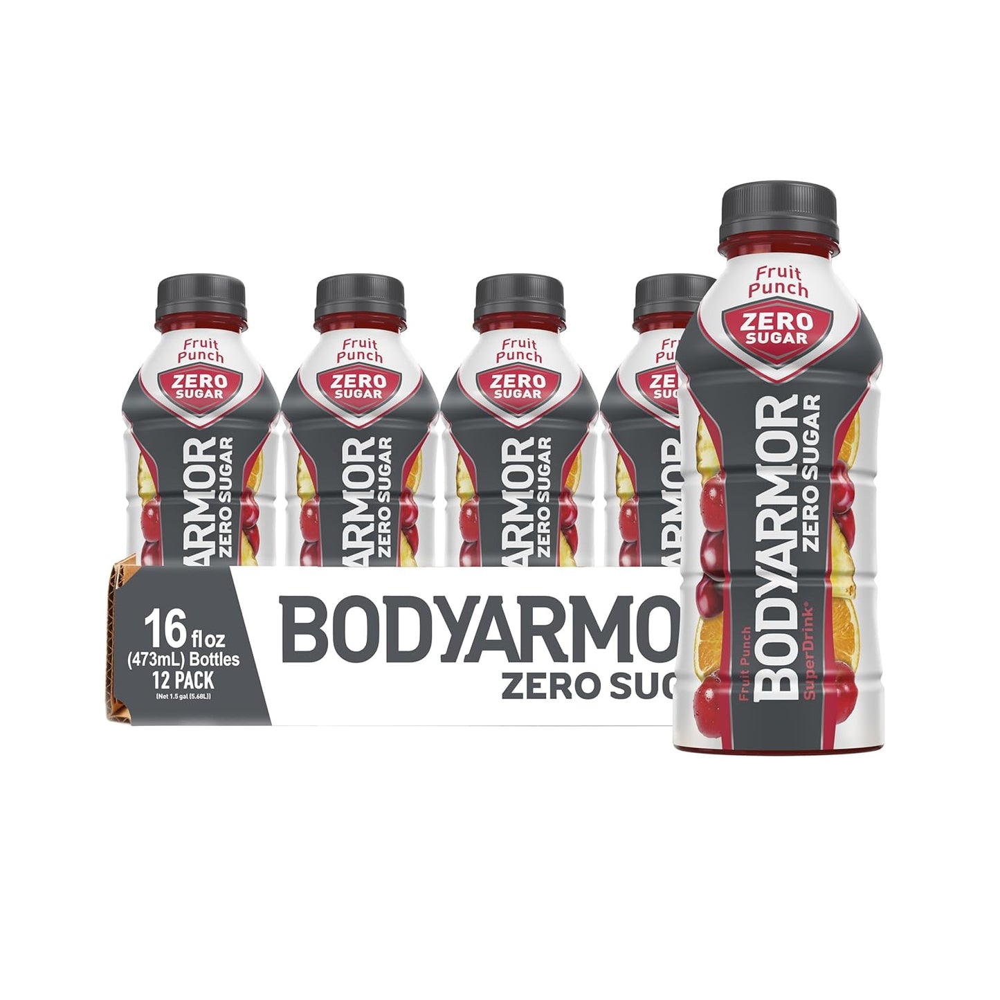 BODYARMOR ZERO Sugar Fruit Punch - Sugar Free Electrolyte Hydration- 16 fl oz (pack of 12)