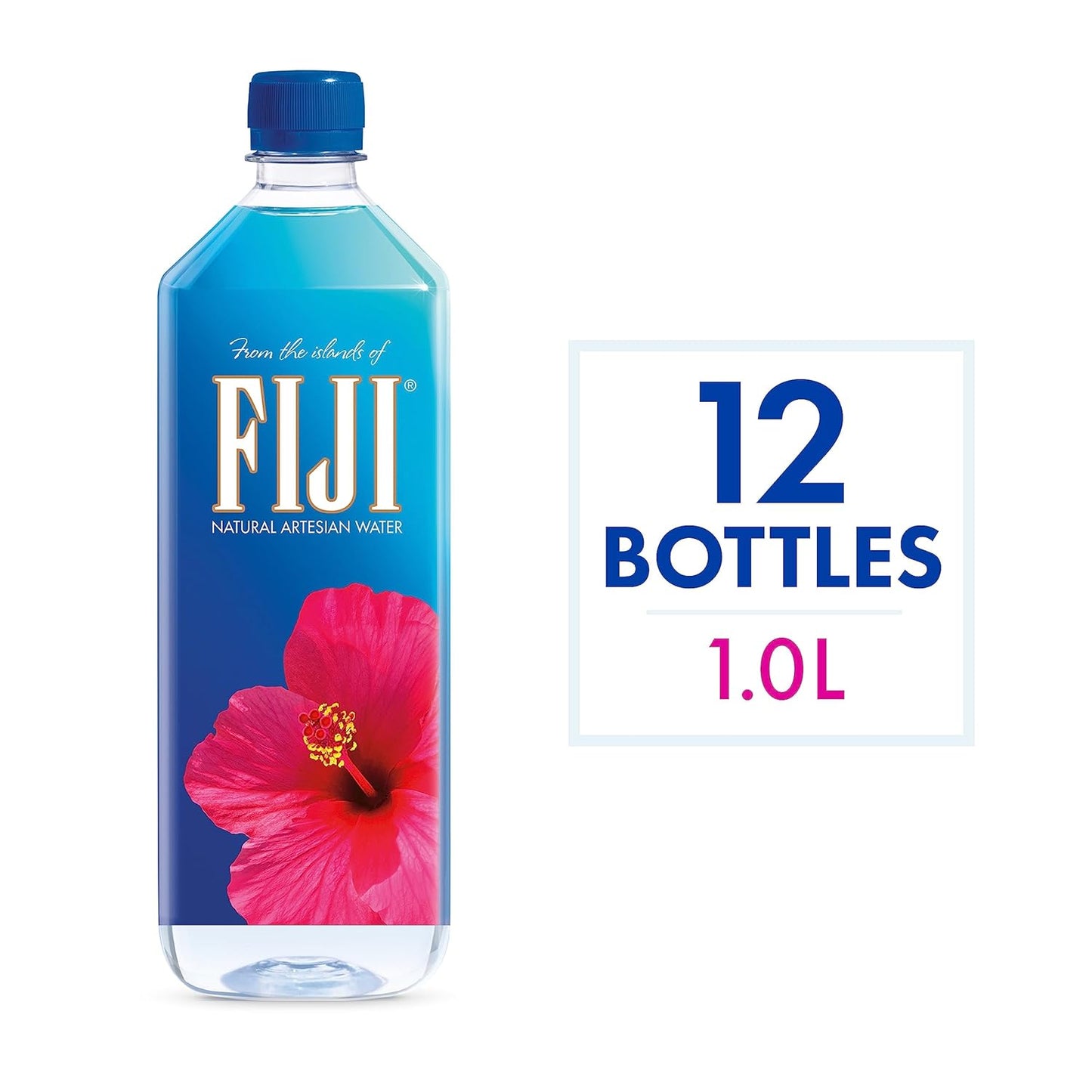 FIJI Natural Artesian Bottled Water 1 Liter / 33.8 Fl Ounce (Pack of 12) - 100% Natural Electrolytes