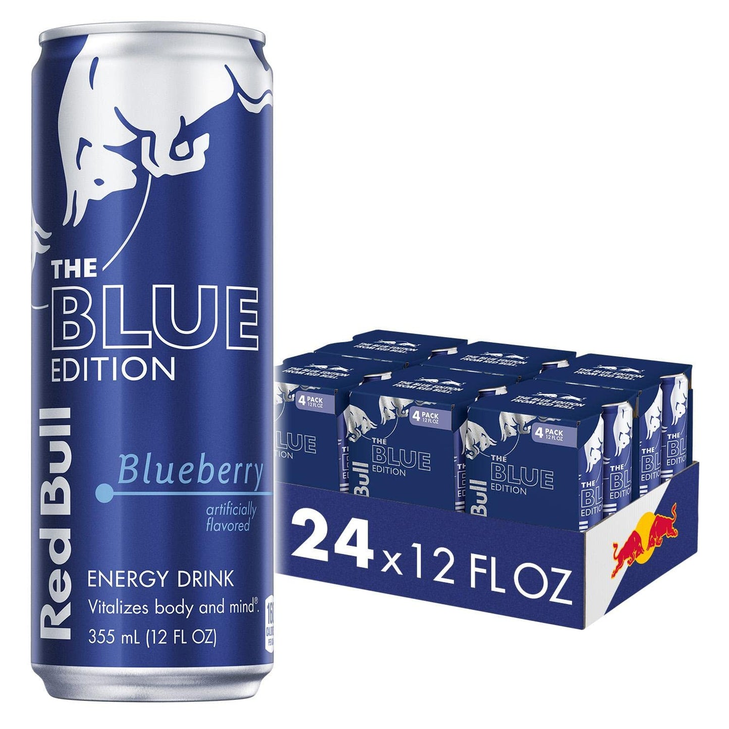 Red Bull Blue Edition Energy Drink, Blueberry, 114mg Caffeine, 12 fl oz Can Pack of 24 Cans