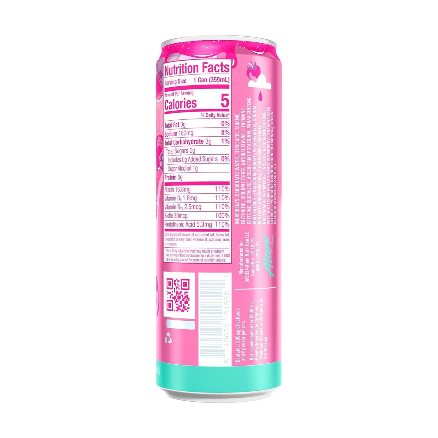 Alani Nu PINK SLUSH Sugar-Free Energy Drink (12 Pack)