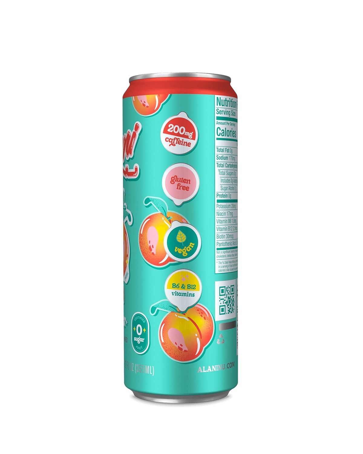 Alani Nu JUICY PEACH Sugar-Free Energy Drink (12 Pack)