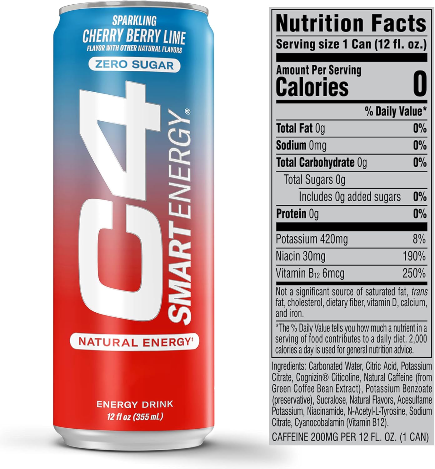 Cellucor C4 Performance Energy Drink | Cherry Berry Lime | 200mg Caffeine | 16 Fl Oz (12 Pack)