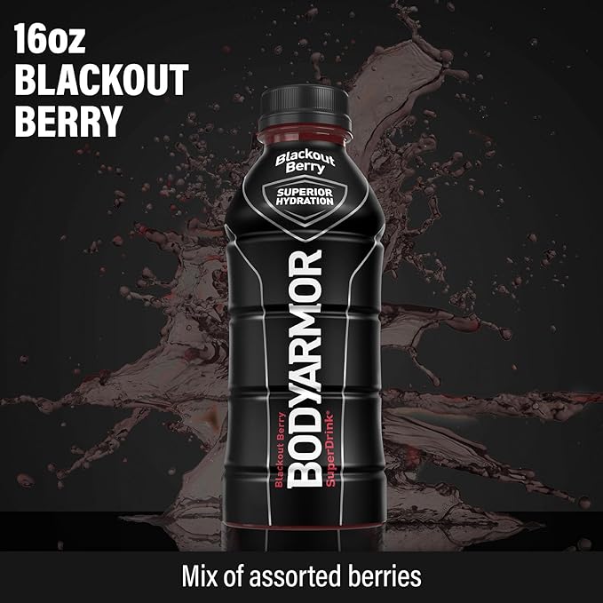 BODYARMOR Sports Drink – Blackout Berry, 16 Fl Oz (Pack of 12)