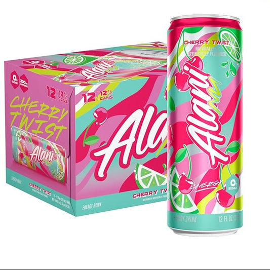 Alani Nu CHERRY TWIST Sugar Free Energy Drink | Pack of 12 Ice Sugar Free, 12 Oz Cans