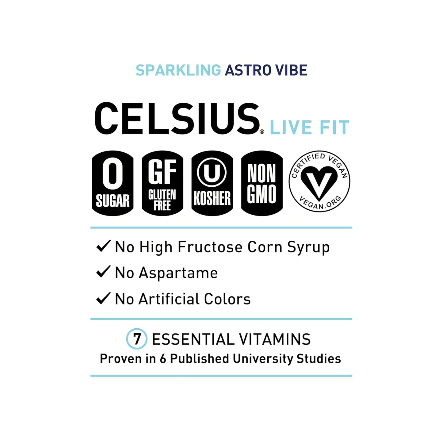 CELSIUS Sparkling Astro Vibe, Functional Essential Energy Drink 12 Fl Oz (Pack of 12)