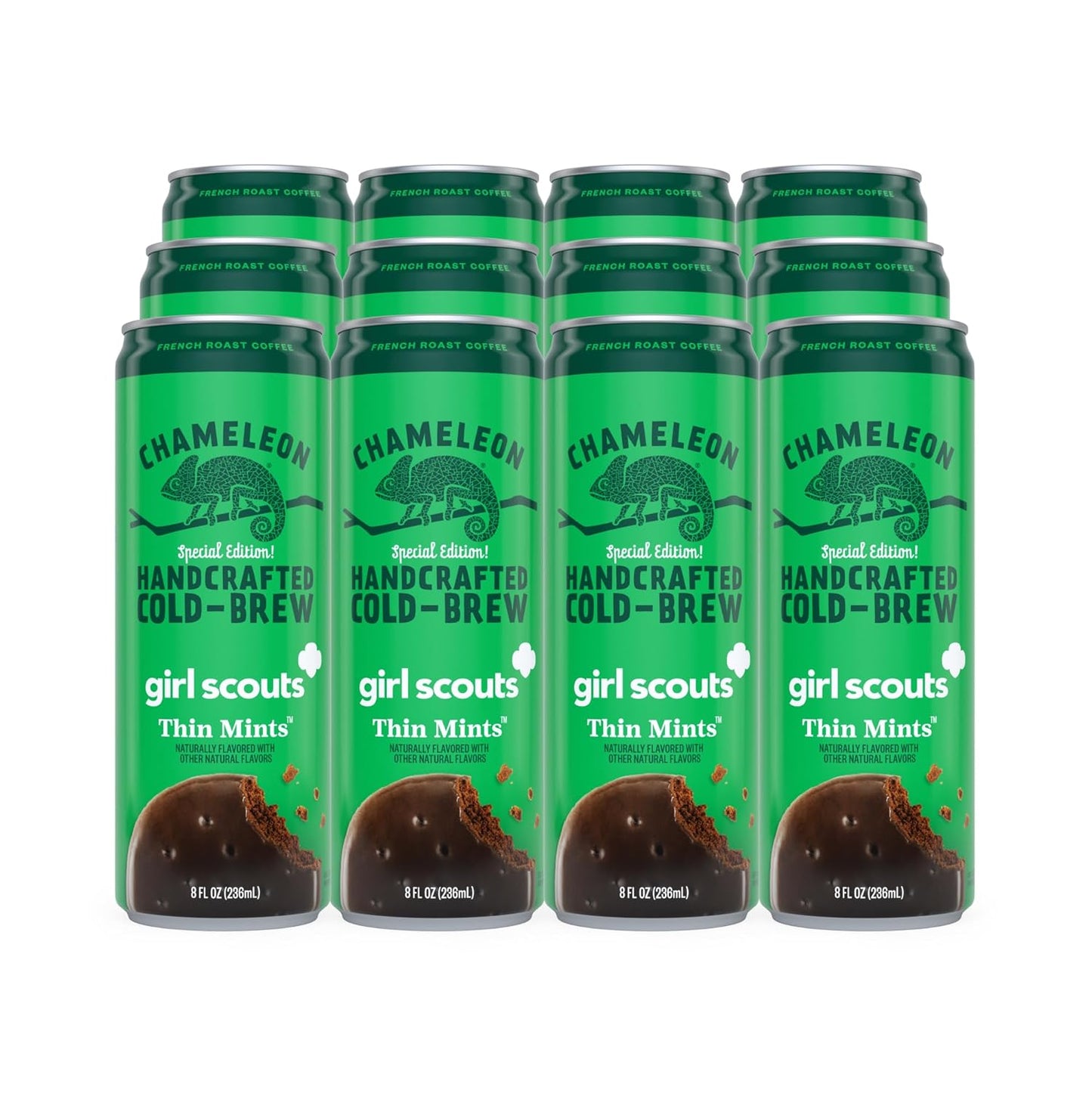 Chameleon Cold Brew Coffee Latte, Girl Scout Thin Mints, 8 oz Canned Coffee (12 pack)