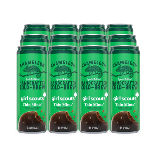 Chameleon Cold Brew Coffee Latte, Girl Scout Thin Mints, 8 oz Canned Coffee (12 pack)