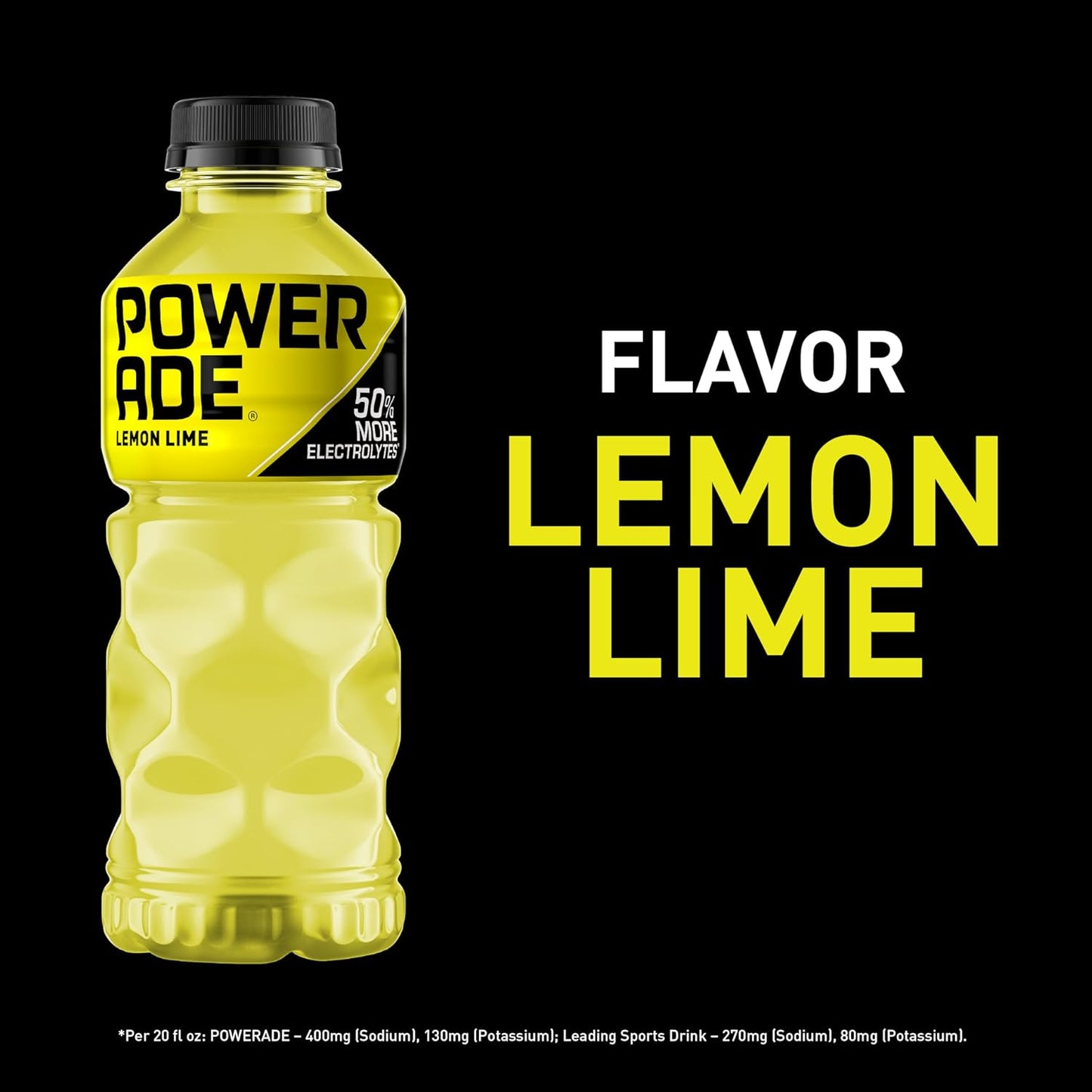 POWERADE Electrolyte Enhanced Lemon Lime Sport Drink, 20 fl oz, Bottle Pack of 24