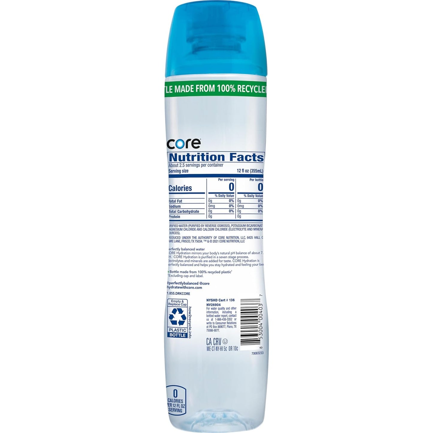 Core Hydration Perfectly Balanced Water, 30.4 fl oz bottle (Pack of 12)