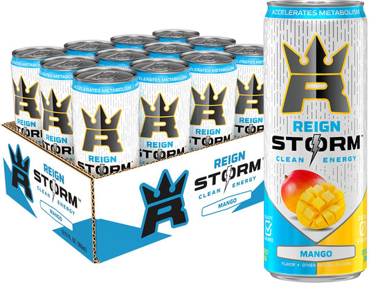 REIGN Storm, Mango, Fitness & Wellness Energy Drink, 12 Fl Oz (Pack of 12)