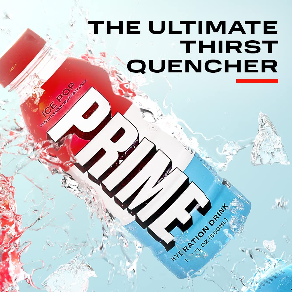 Prime Hydration Drink, Ice Pop 16.9 fl oz, Single Bottle peak of 12