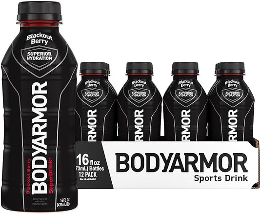 BODYARMOR Sports Drink – Blackout Berry, 16 Fl Oz (Pack of 12)