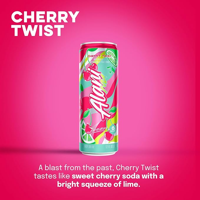 Alani Nu CHERRY TWIST Sugar Free Energy Drink | Pack of 12 Ice Sugar Free, 12 Oz Cans