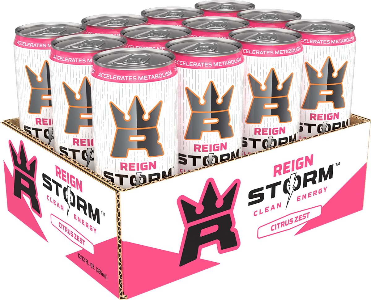 REIGN Storm, Citrus Zest, Fitness & Wellness Energy Drink, 12 Fl Oz (Pack of 12)