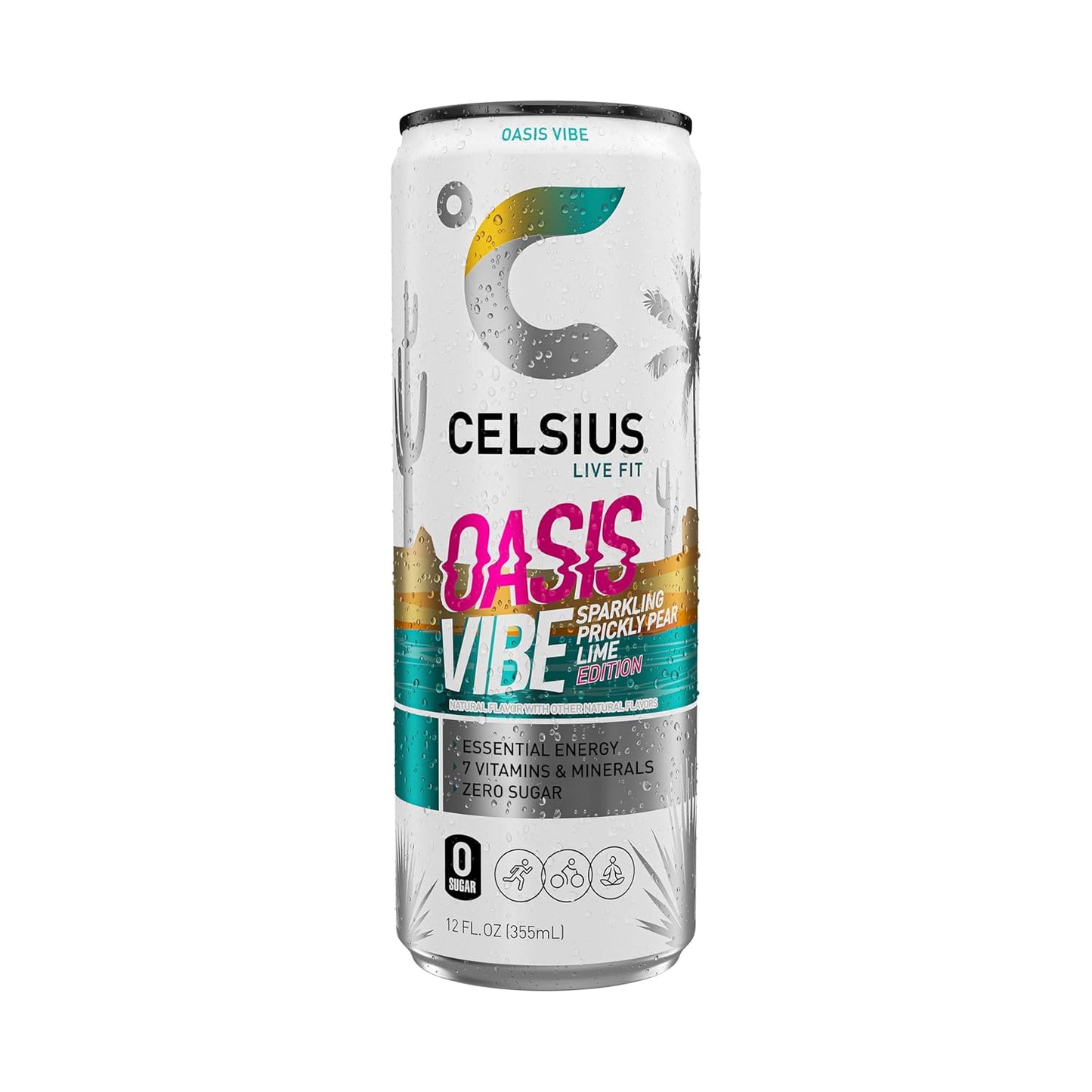 CELSIUS Sparkling Oasis Vibe, Functional Essential Energy Drink, 12 Fl Oz (Pack of 12)