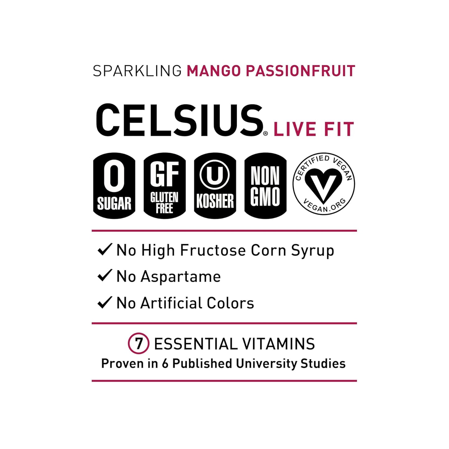 CELSIUS Sparkling Mango Passionfruit, Functional Essential Energy Drink 12 Fl Oz (Pack of 12)