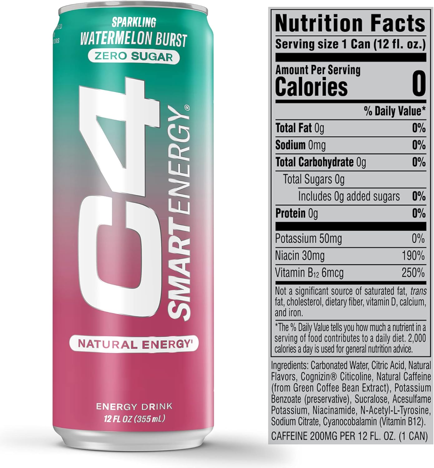 Cellucor C4 Performance Energy Drink | Watermelon Burst | 16 Fl Oz (12 Pack)