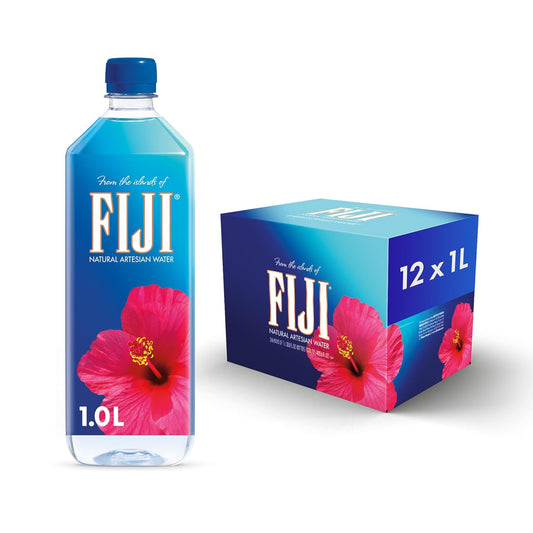 FIJI Natural Artesian Bottled Water 1 Liter / 33.8 Fl Ounce (Pack of 12) - 100% Natural Electrolytes